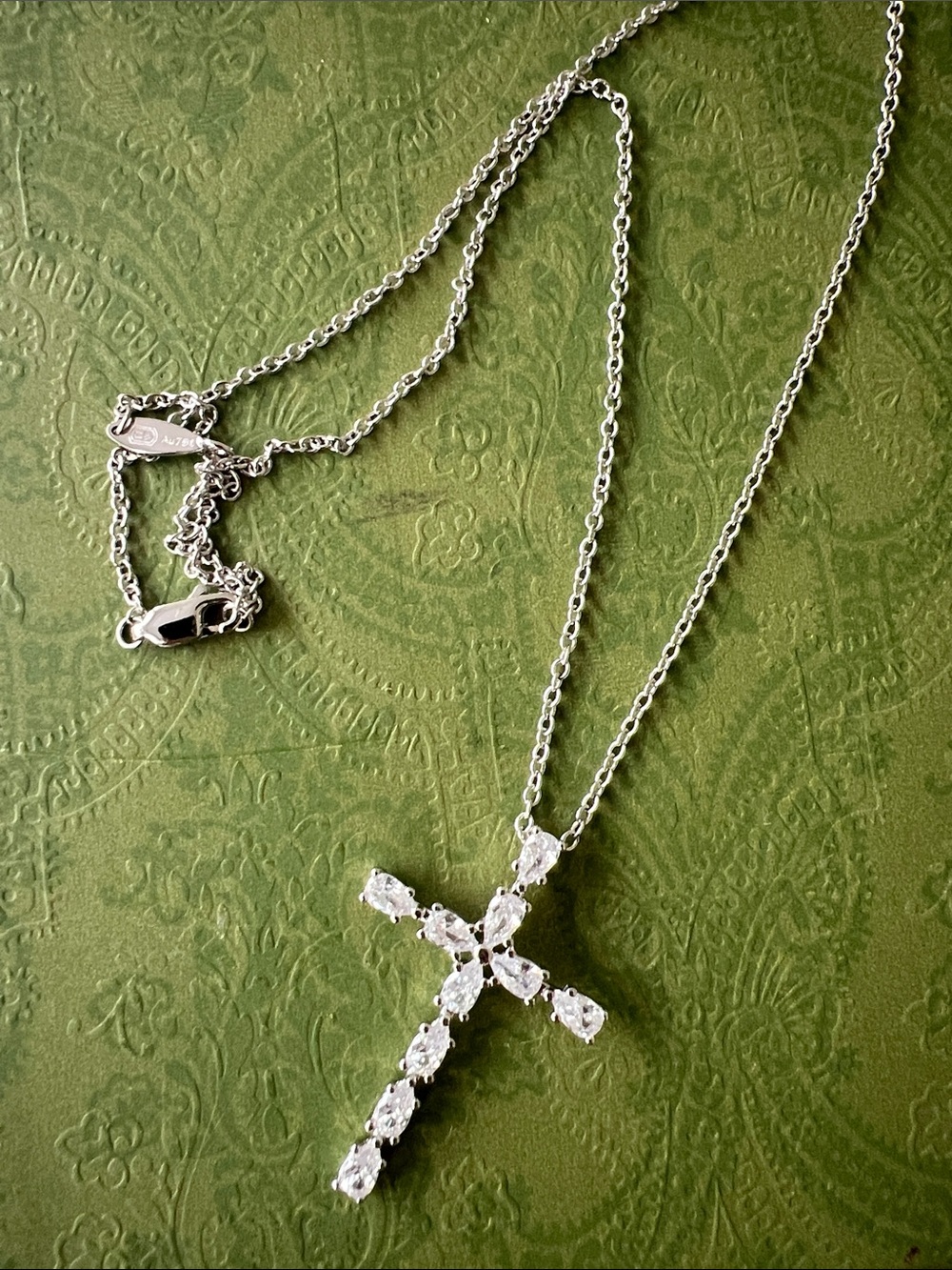 Silver plated Cross Necklace with Gemstones rhinestones crystals fashion